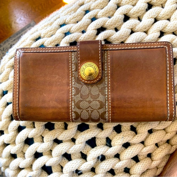 Coach Handbags - COACH leather canvas king wallet  W7.5x4”